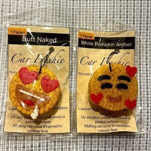 Emoji Car Freshies Pack of 2 in Butt Naked and White Pumpkin Amber Scents